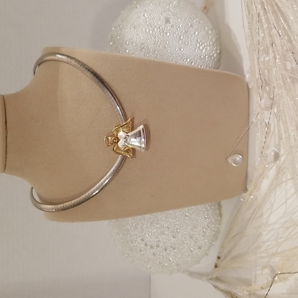 Silver and Gold Tone Angel Slide Pendant